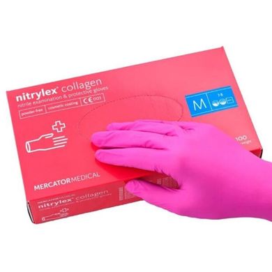 Ціна: 330 грн. Фото: Рукавички Nitrylex M одноразові нітрилові яскраво-рожеві 100 шт. LAMiNi.SHOP