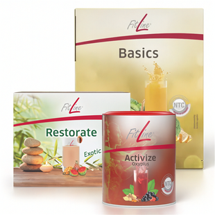 Ціна: 5 325 грн. Фото: FitLine Basics + Activize + Restorate Exotic Оптимальний базовий Сет №2. LAMiNi.SHOP